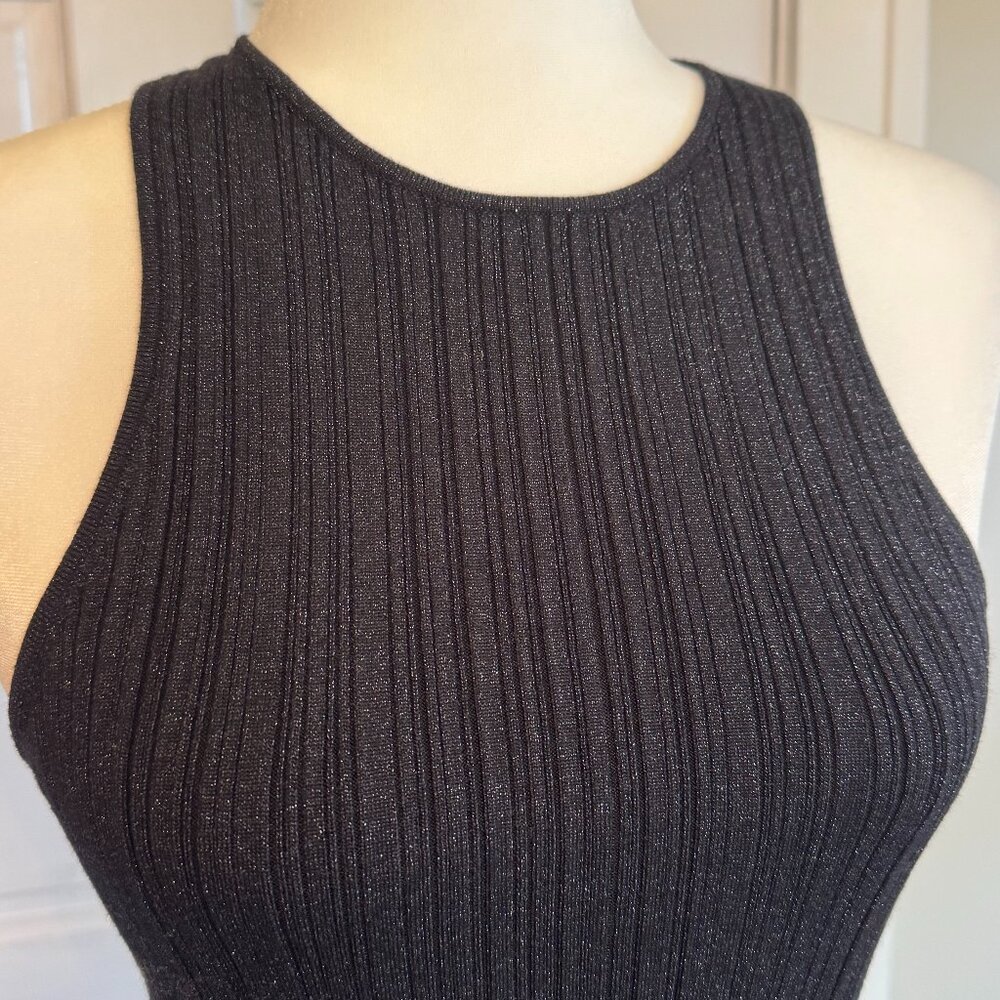 madewell | NWT | black glitter metallic ribbed high neck tank top